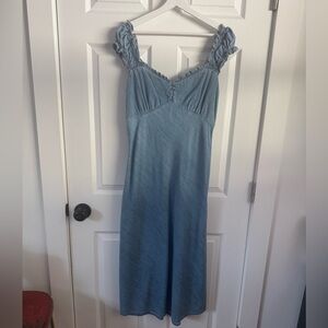 GAP Light Blue Smocked Denim Midi Dress size M